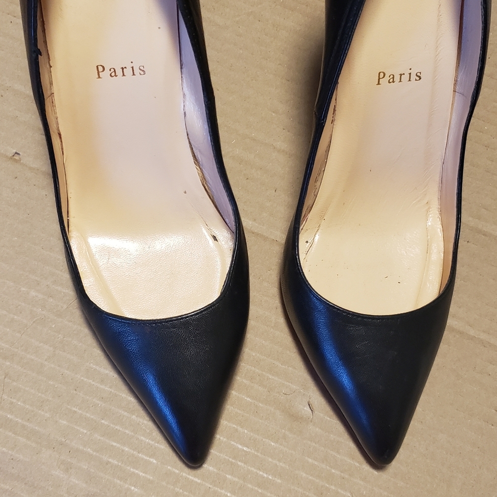 Christian Louboutin Black Leather Pointed Toe Pumps